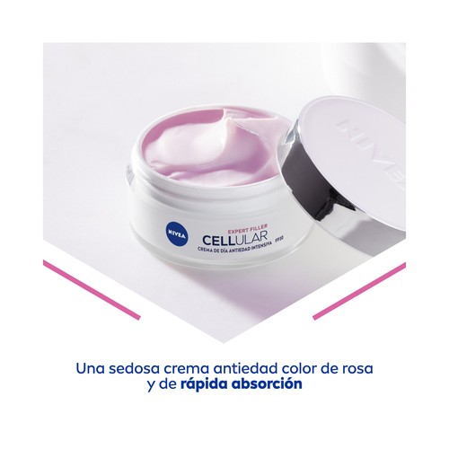 NIVEA Hyaluron cellular expert filler Crema de día antiedad intensiva con FPS 30, ácido Fólico y 2 tipos de ácido Hialurónico 50 ml.
