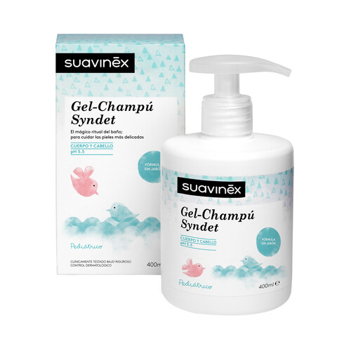 SUAVINEX Gel y champú pediátrico sin jabón, para cuerpo y cabello SUAVINEX 400 ml.