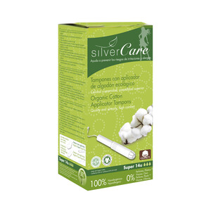 Imagen de SILVERCARE Tampones de uso super, con aplicador fabricado con algodón de procedencia ecológica SILVERCARE 14 uds.