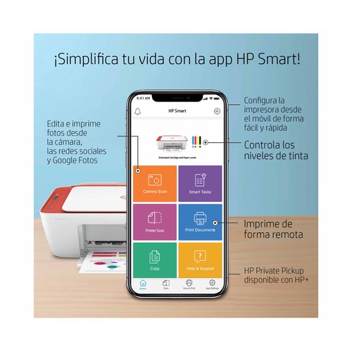 Impresora multifunción HP DeskJet 2723e 26K70B, WiFi, USB, color, 6 meses de impresión Instant Ink con HP+, HP Smart App.