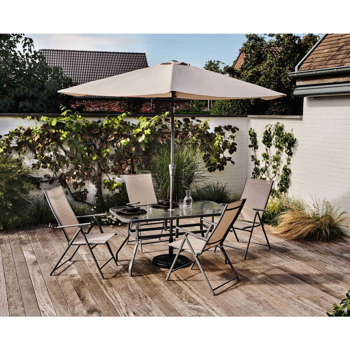 Conjunto jardín 4 piezas GARDENSTAR GANDÍA 4 sillones y 1 mesa