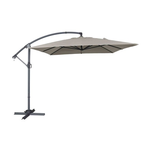 Parasol jardín aluminio poliéster GARDENSTAR de 360º 3x2,5x2,6 metros, color tostado.