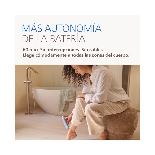 Depiladora eléctrica 3 en 1 inalámbrica PHILIPS BRE708/00, 2 velocidades, autonomía hasta 60 min, Wet and Dry, 3 accesorios.
