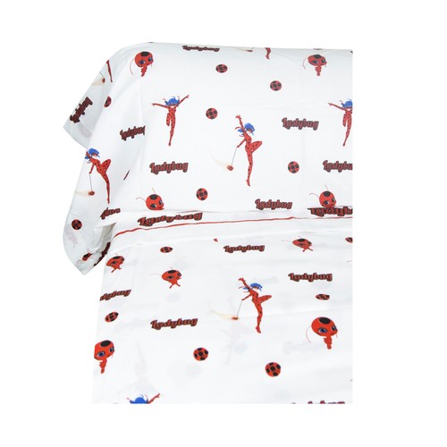 Juego de sábanas infantil de 3 piezas 50% algodón para cama de 90cm. diseño LADYBUG.