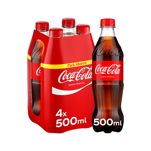 COCA COLA Refresco de cola sabor original pack 4 botellas de 500 ml.