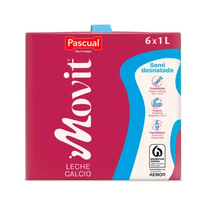 PASCUAL Movit Leche semidesnatada de vaca, con calcio y con alto contenido en vitamina D 6 x 1 l.