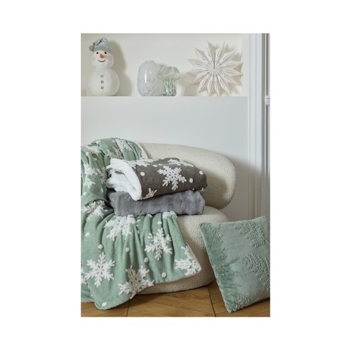 Plaid con relieve copos y borreguito temática Canadian Forest, ACTUEL