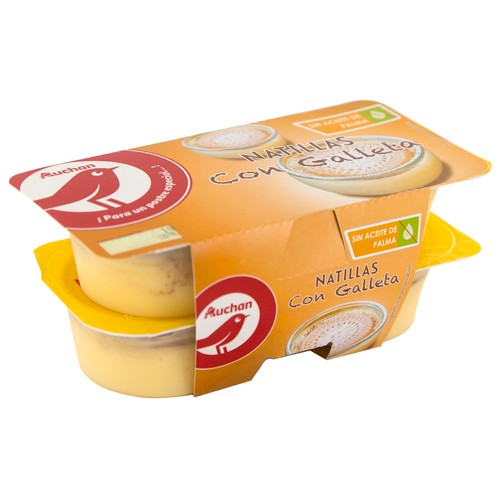 Natillas de vainilla con galleta PRODUCTO ALCAMPO 4 x 125 g.
