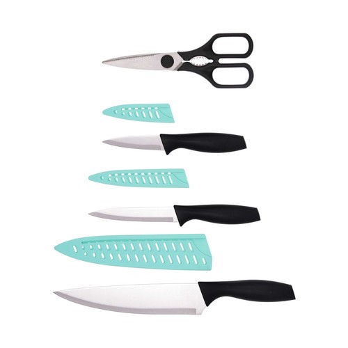 Set 3 cuchillos y 1 tijera inox, con funda modelo Oasis QUID