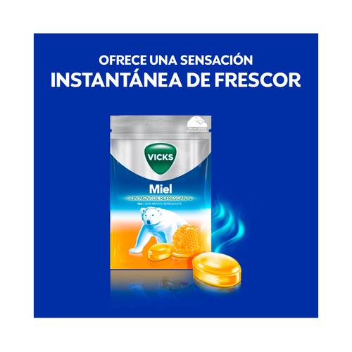 VICKS Miel Caramelos con miel y mentol refrescante 72 g.