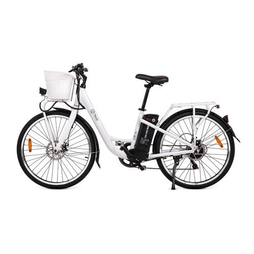 Bicicleta eléctrica YOUIN You-Ride Paris, color blanco, 250W, 6 velocidades, ruedas 26”, autonomía 35km.