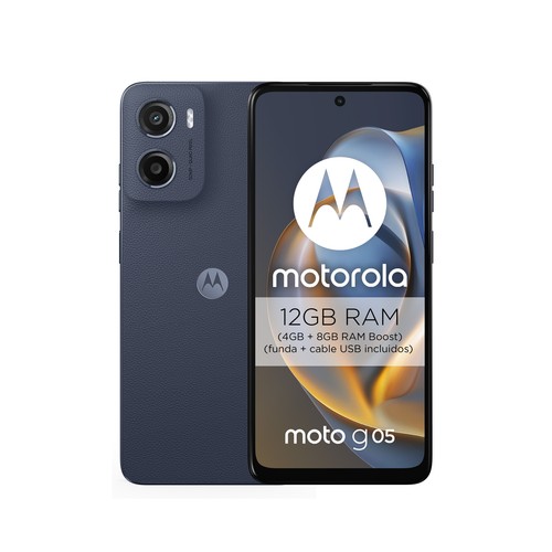 Smartphone MOTOROLA Moto G05 Denim Blue, color azul oscuro, 4G, 128GB + 4GB Ram, pantalla 16,94cm (6,67")