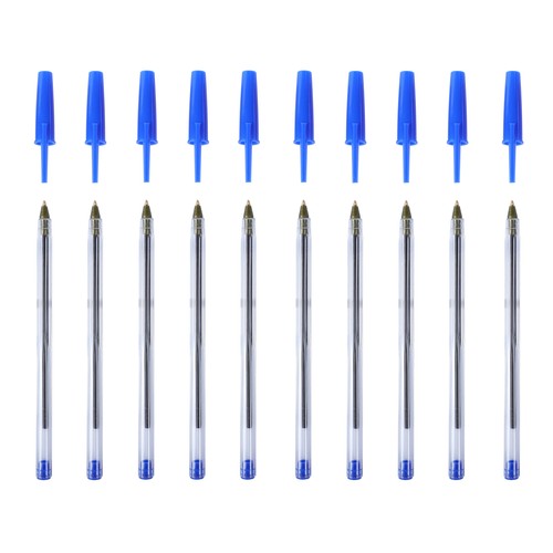 Pack 10 bolígrafos capuchón azules recargable. ALCAMPO