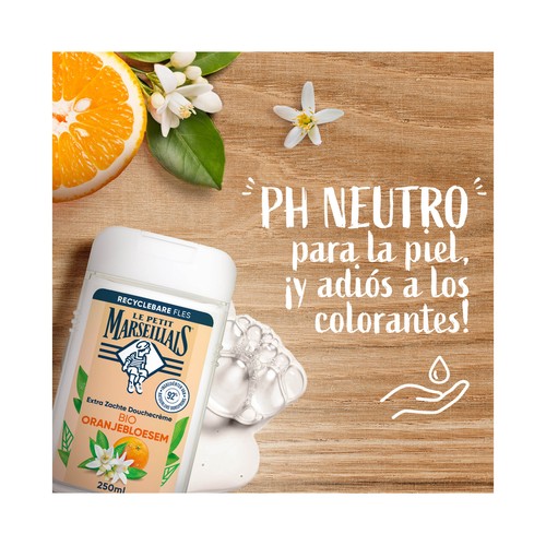 LE PETIT MARSEILIAIS Gel crema para baño o ducha extra suave, hidratante y nutritivo con flor de Azahar 250 ml.