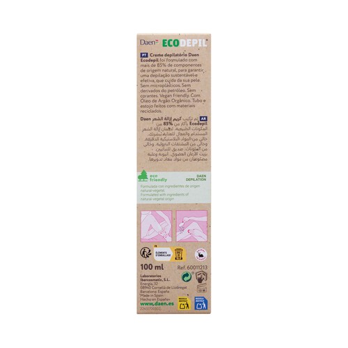 DAEN Ecodepil Crema depilatoria para piernas y cuerpo 100 ml.