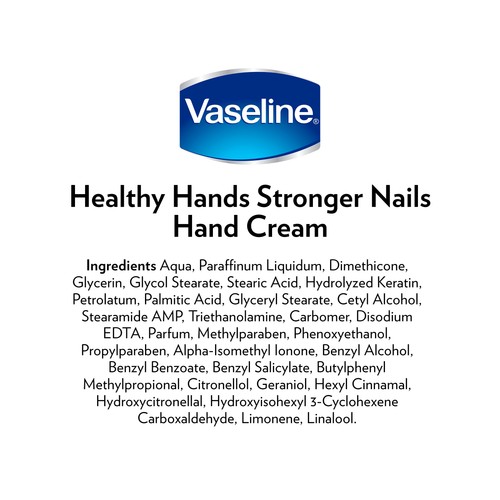 VASELINE Crema hidratante y fortificante con keratina, para manos y uñas VASELINE 75 ml.
