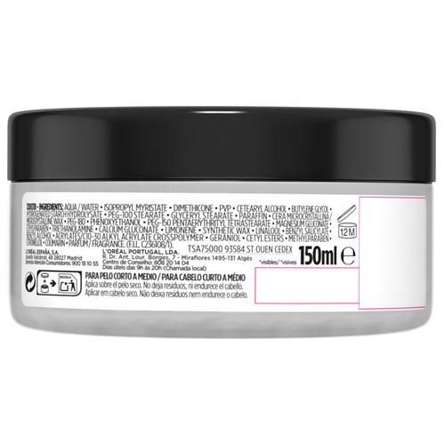 L"ORÉAL Crema fijadora para peinado look controlado, fijación media y acabado efecto mate L´ORÉAL Men expert invisicontrol 150 ml.