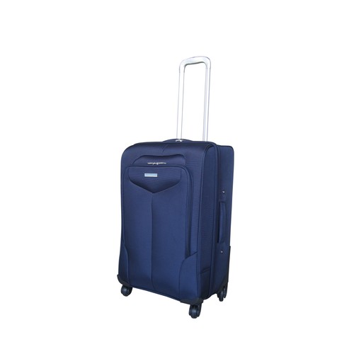 Maleta de 4 ruedas de nylon, flexible y color azul IN EXTENSO, medida: 65 centímetros.