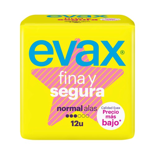EVAX Compresa normal con alas EVAX Fina y segura 12 uds.
