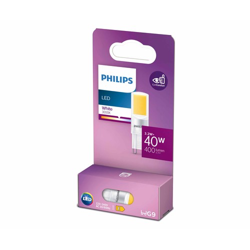 Bombilla Led G9, 3,2W=40W, luz cálida 3000K, PHILIPS