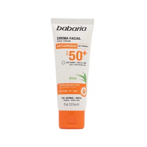 BABARIA Protector solar facial, anti polución y anti envejecimiento con FPS 50+ (muy alto) 75 ml.