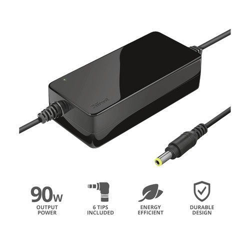 Cargador universal para ordenador portátil TRUST Primo, 90W, 6 conectores.