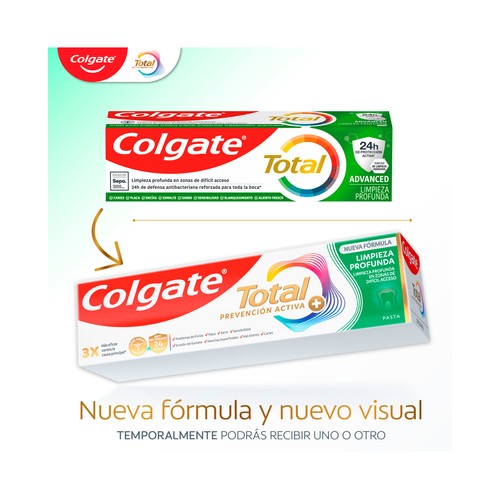 COLGATE Total prevención activa + Pasta de dientes para una limpieza profunda 75 ml.