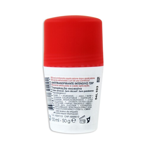 VICHY Desodorante roll on tratamiento intensivo anti-transpirante hasta 72 horas VICHY Stress resist 50 ml.