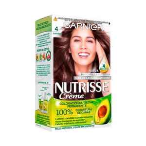 GARNIER Nutrisse créme tono 4 castaño  Tinte de pelo permanente.