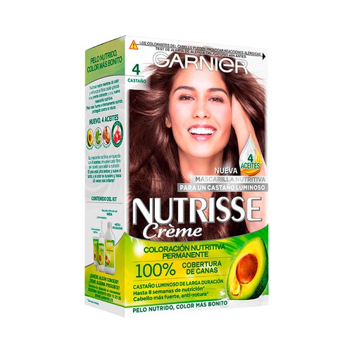 GARNIER Nutrisse créme tono 4 castaño  Tinte de pelo permanente.