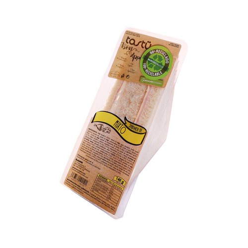 TASTÜ Sandwich de pan blanco mixto (jamón, queso y mayonesa) TARTÜ Bon appétit 140 g.