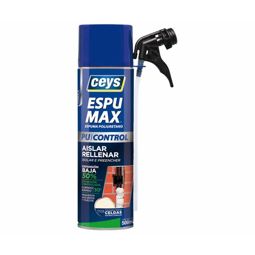 Espuma de poliuretano baja expansión,  apa y rellena, CEYS EspuMax PU Control, 500ml.