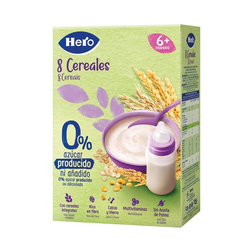 HERO Papilla de 8 cereales para bebés a partir de 6 meses 340 g.
