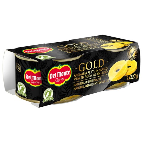 DEL MONTE GOLD Piña en rodajas en jugo 2 x 227 g.