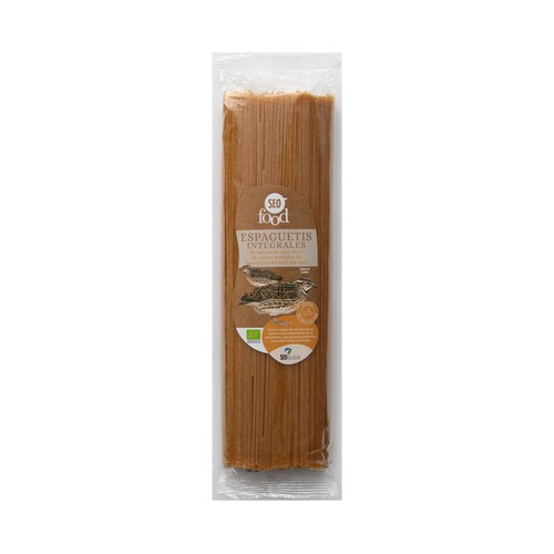 SEO FOOD Espaguetis integrales de semóla de trigo duro ecológica 500 g.