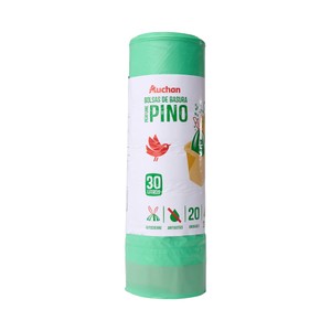 PRODUCTO ALCAMPO Bolsas de basura verde con autocierre capacidad 30 litros 55 x 60 cm 20 uds.