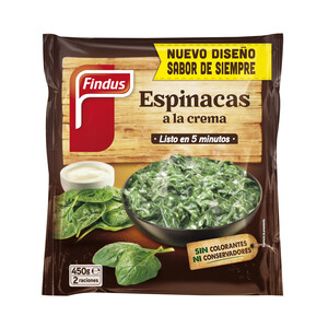 Imagen de FINDUS Bolsa de espinacas a la crema, sin colorantes, ni conservantes 450 g.