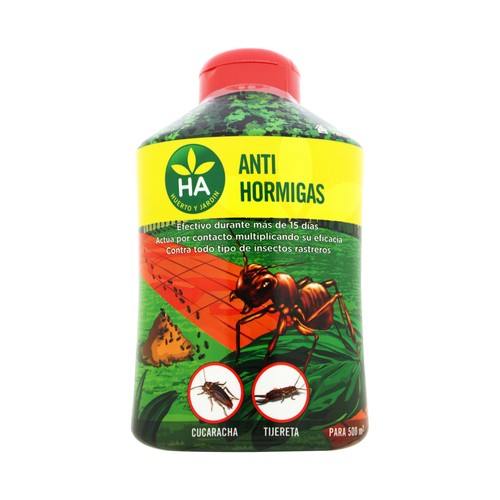 Bote de 500 gramos con insecticida antihormigas HA-HUERTO Y JARDÍN.