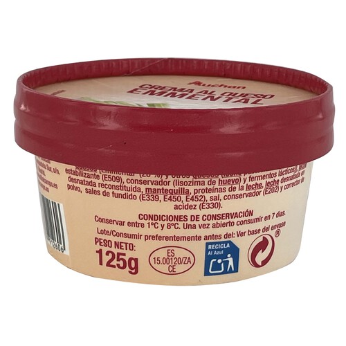 AUCHAN Crema de queso para untar Emmental 125 g. Producto Alcampo