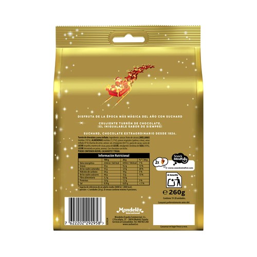 SUCHARD Turrón de chocolate crujiente mini 260 g.