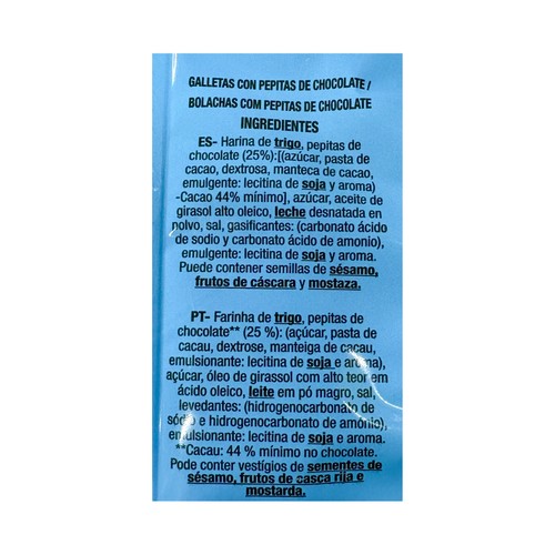 PRODUCTO ALCAMPO Galletas mini cookies con pepitas de chocolate 150 g.