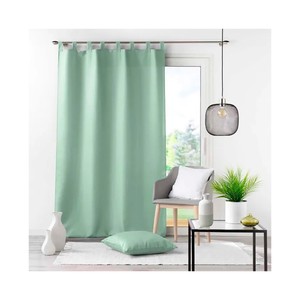 Imagen de Cortina lisa con trabillas color verde salvia, 140 x 260 cm, 100% poliéster ESSENTIAL.