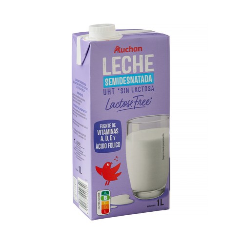 Leche semidesnatada de vaca, sin lactosa PRODUCTO ALCAMPO 1 l.