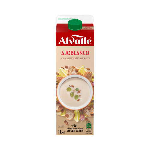ALVALLE Gazpacho de almendras (ajoblanco), elaborado con ingredientes 100% naturales ALVALLE 1 l.