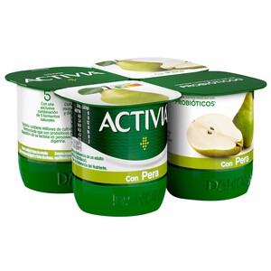 ACTIVIA Bifidus con trocitos de jugosa pera ACTIVIA de Danone 4 x 120 g.