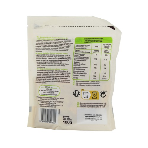 ALCAMPO ECOLÓGICO Mango deshidratado en trozos 100 g.