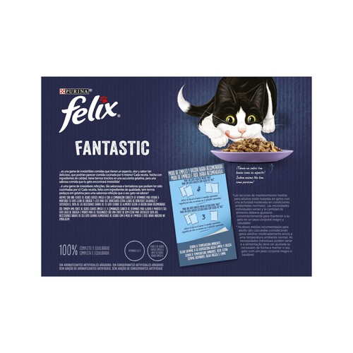 FELIX Comida para gatos húmeda tiernos trocitos en gelatina FELIX FANTASTIC 12 uds. x 85 g.