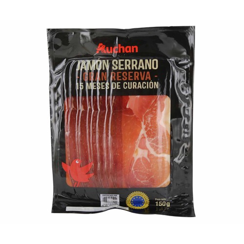 Jamón serrano gran reserva 15 meses PRODUCTO ALCAMPO 150 gr.