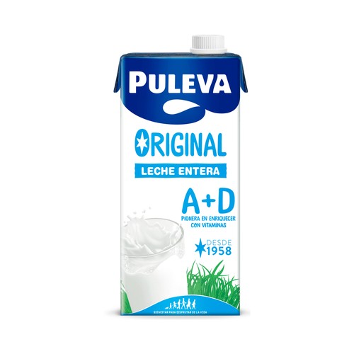 PULEVA Leche entera de vaca de origen 100% español 1 l.