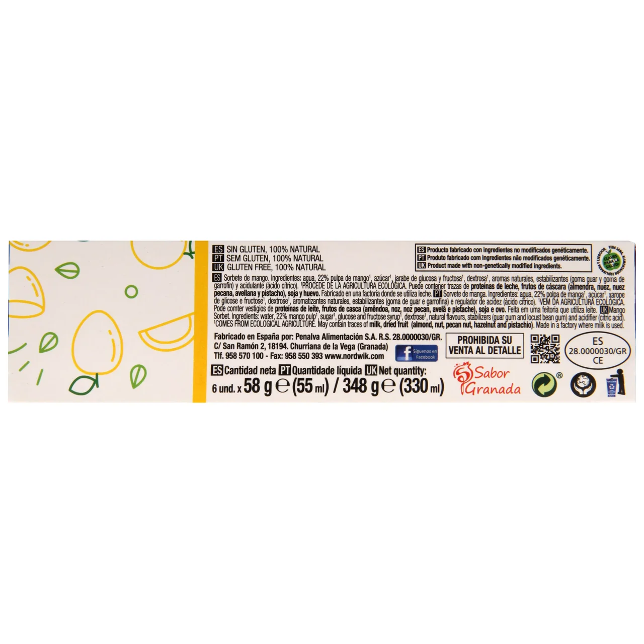 PALETTAS Polos ecológicos naturales de mango 6 x 55 ml.